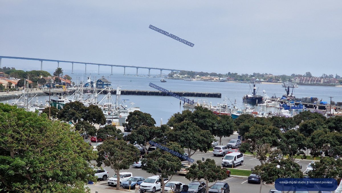 San Diego Harbor and Coronado Bridge Seen from USS Midway