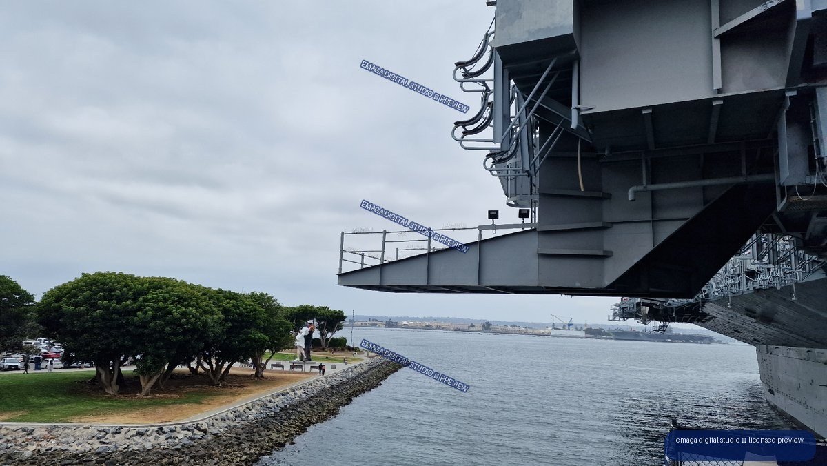 USS Midway Overlooking San Diego Waterfront, United States