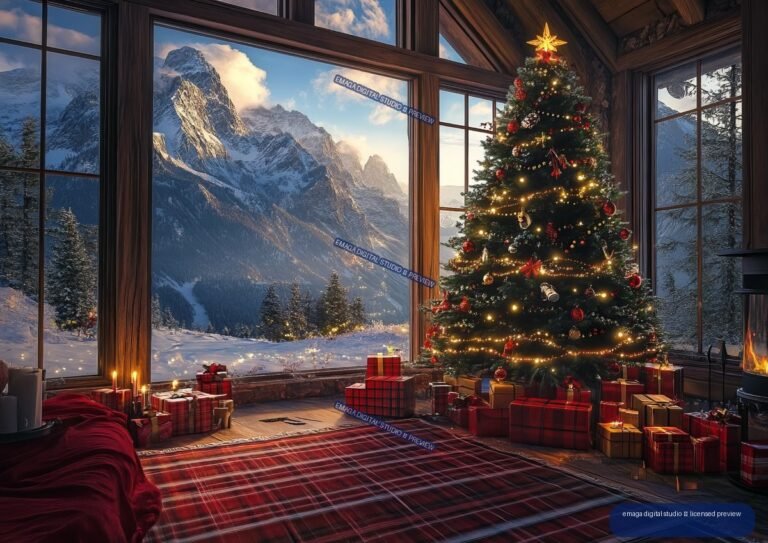 Christmas Tree in a Mountain Chalet - No. 001374