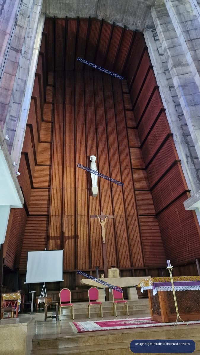 Interior altar and wooden sanctuary in Casablanca, Morocco