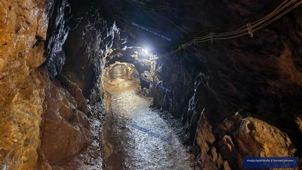 Rock tunnel passage at Włodarz - Riese Complex, Poland — Owl Mountains