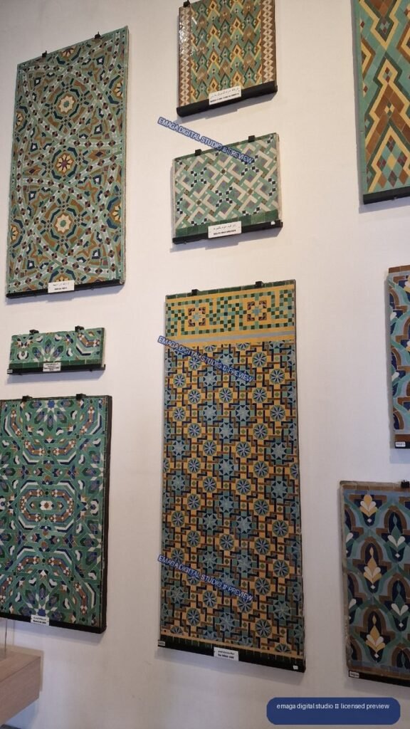 Geometric Moroccan Tile Panels on Display in Casablanca, Morocco