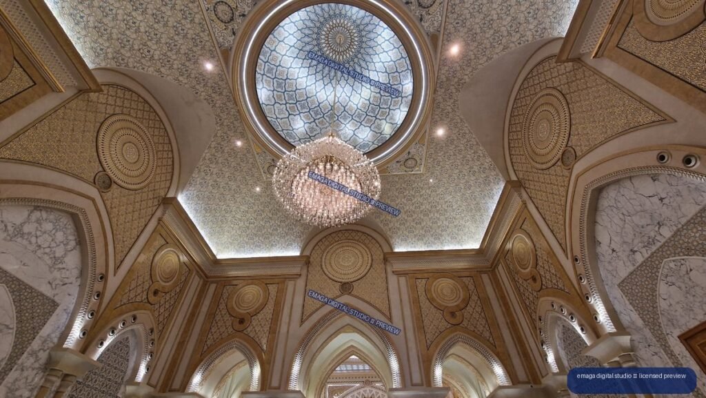 Ornate Dome and Chandelier in an Elaborately Decorated Interior