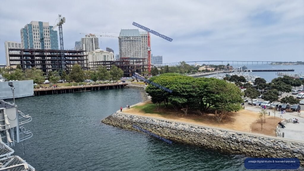 San Diego Waterfront and Harbor Seen from USS Midway, USA