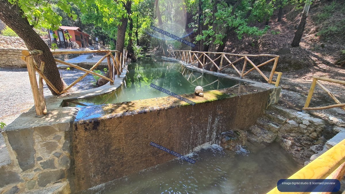 Wooden-Railed Stream and Pools at Butterflies Natural Valley, Rhodes, Greece