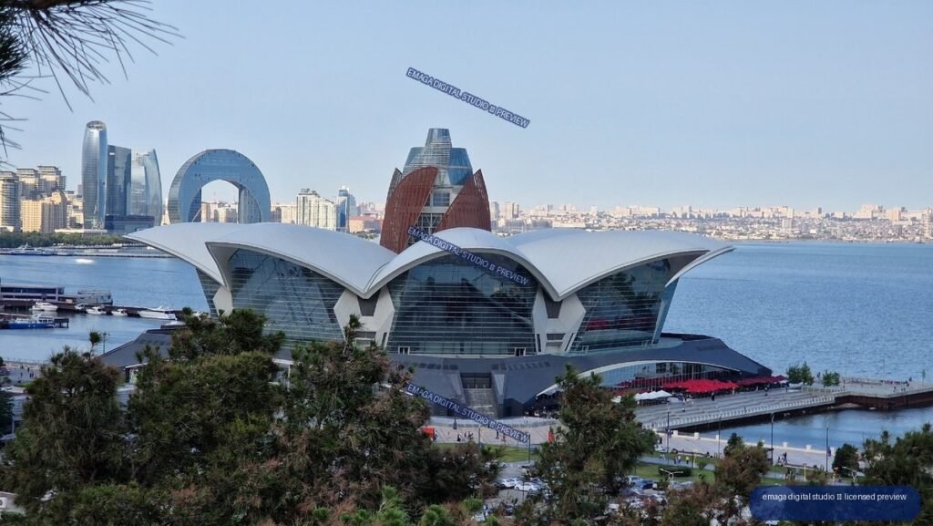 Waterfront Architecture and City Skyline in Baku, Azerbaijan