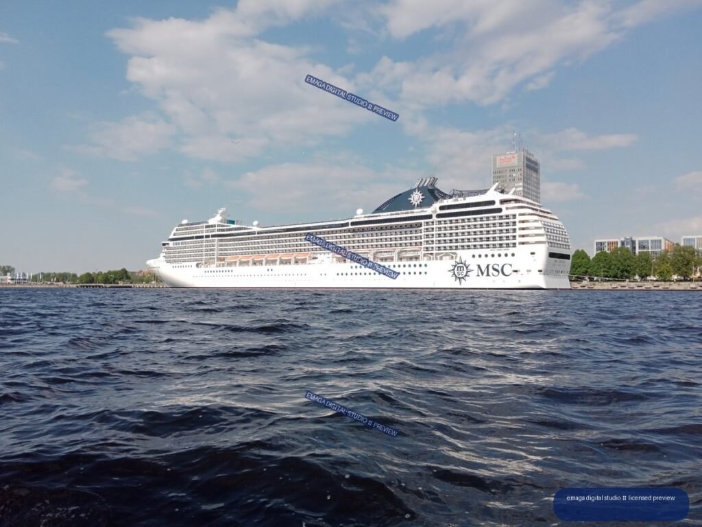 MSC cruise ship on the Daugava River in Riga, Latvia