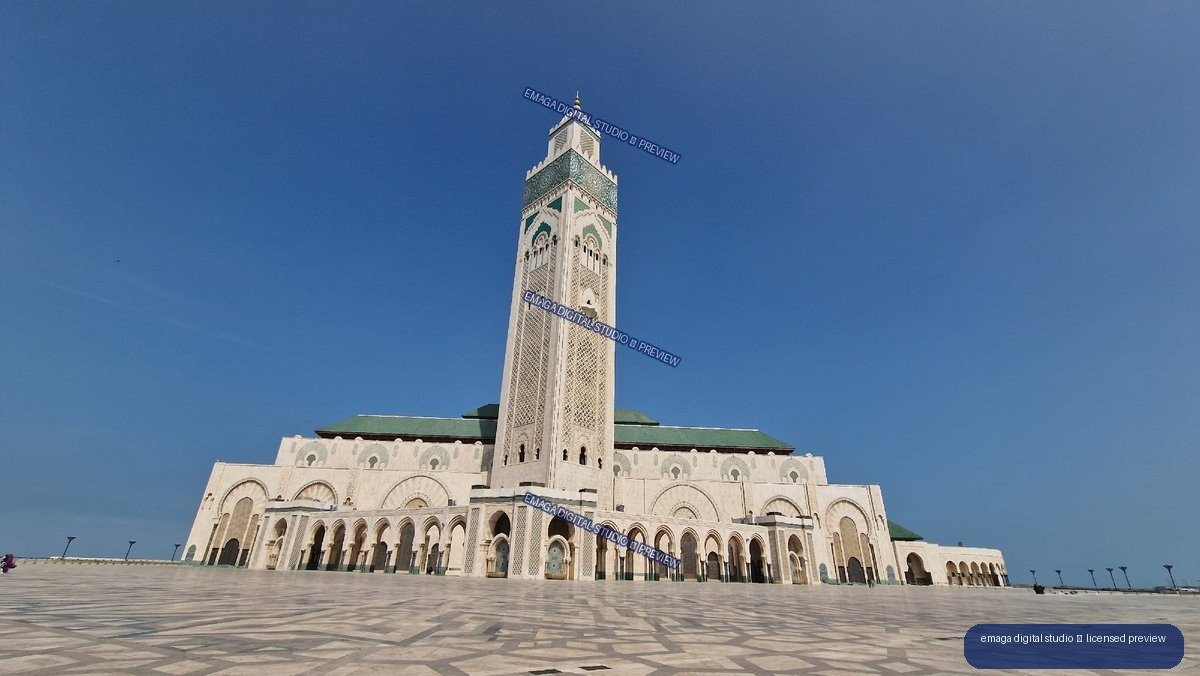 Mosque Exterior and Minaret in Casablanca, Morocco