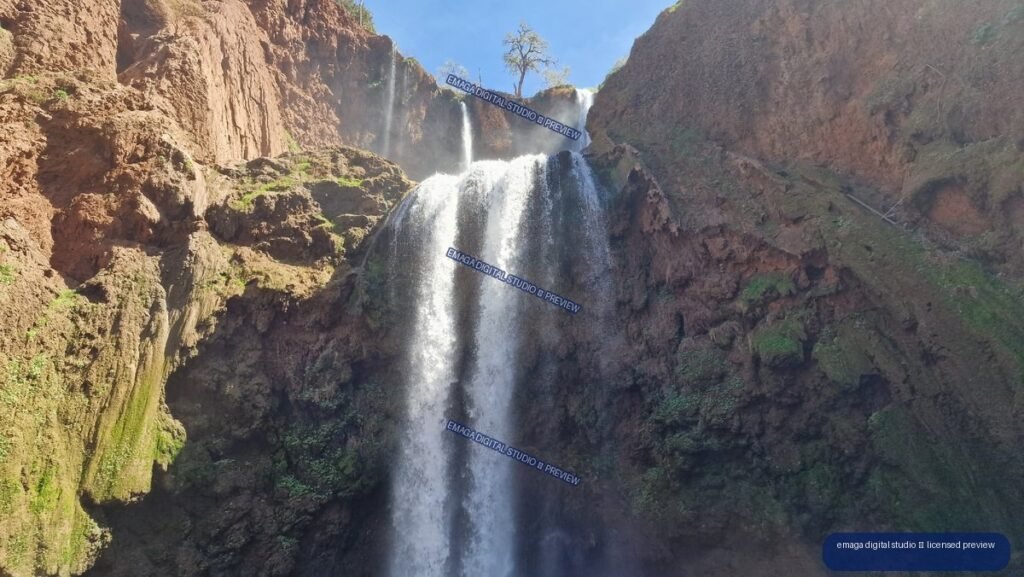 Ouzoud Waterfalls Morocco Cascading Through Red Rock Cliffs