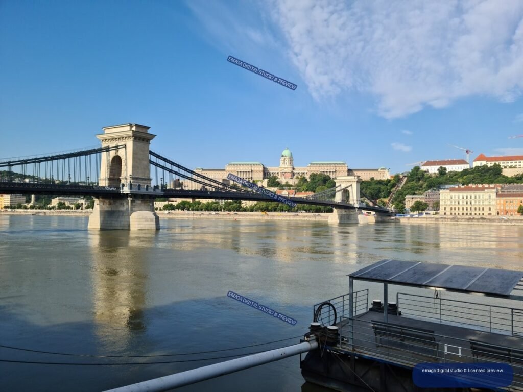 Chain Bridge over the Danube with Buda Castle, Budapest, Hungary