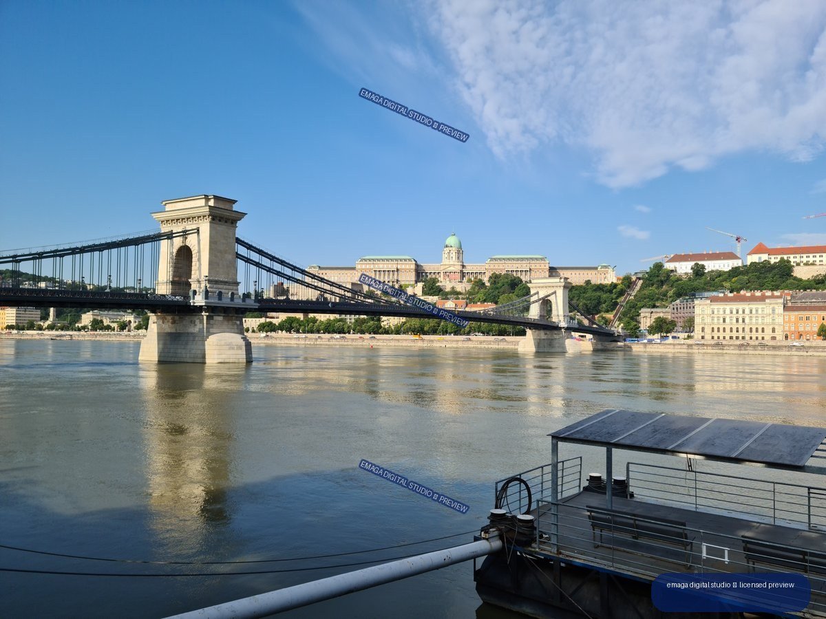 Chain Bridge over the Danube with Buda Castle, Budapest, Hungary