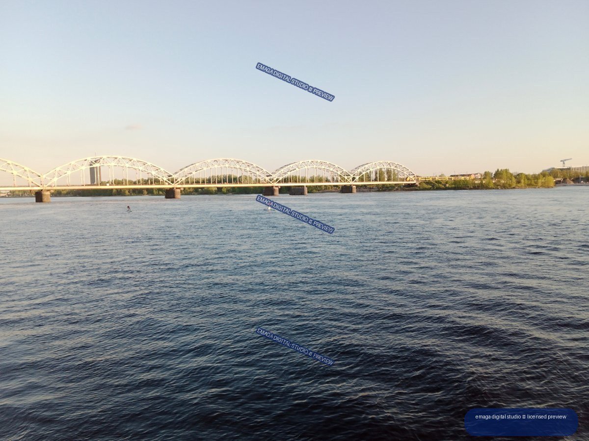 Multi-Span Steel Bridge over the River in Riga, Latvia