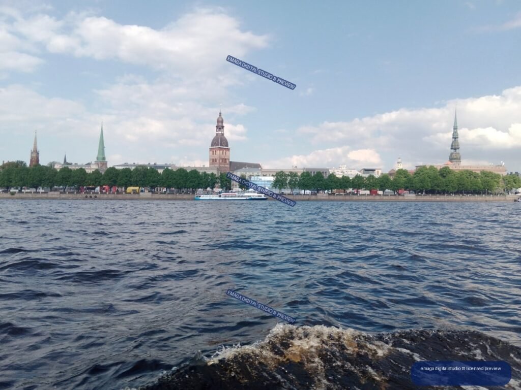Riga, Latvia Skyline Across the Daugava River