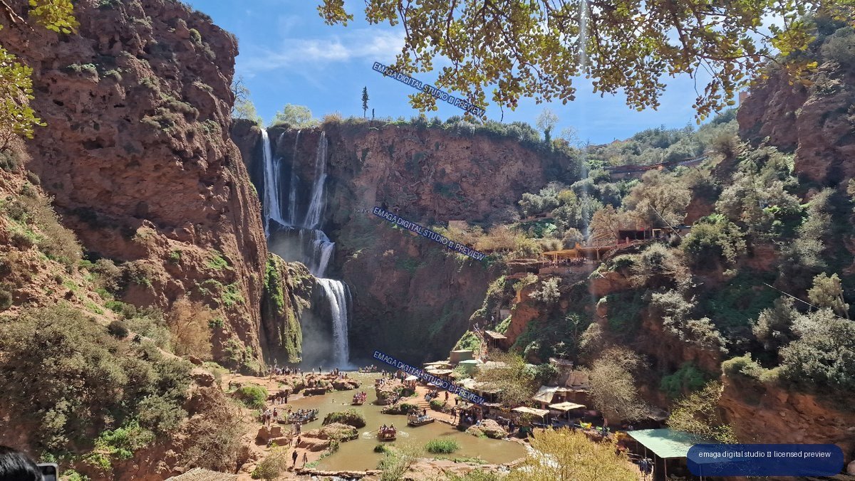 Ouzoud Waterfalls in Morocco with Multilevel Cascades and Gorge