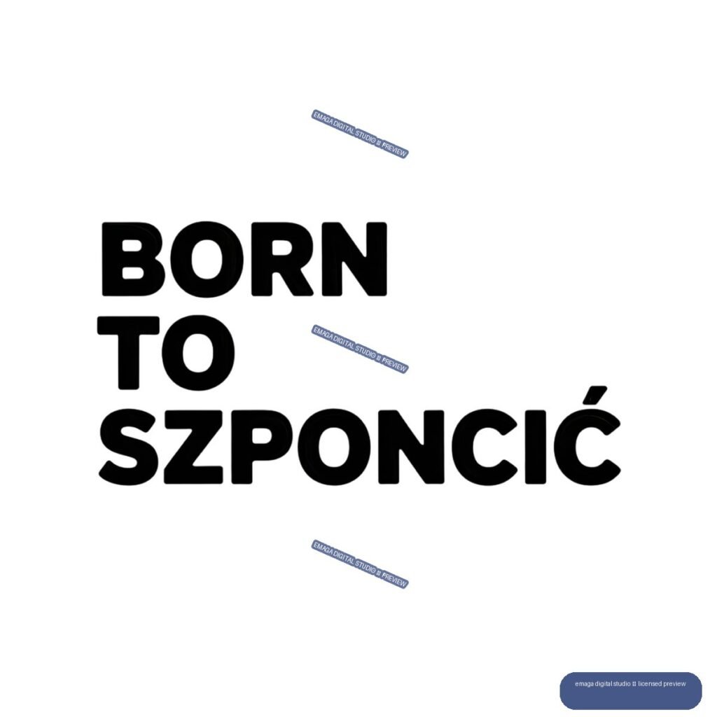 Black bold text reading “BORN TO SZPONCIĆ” in three stacked lines on a transparent square canvas.