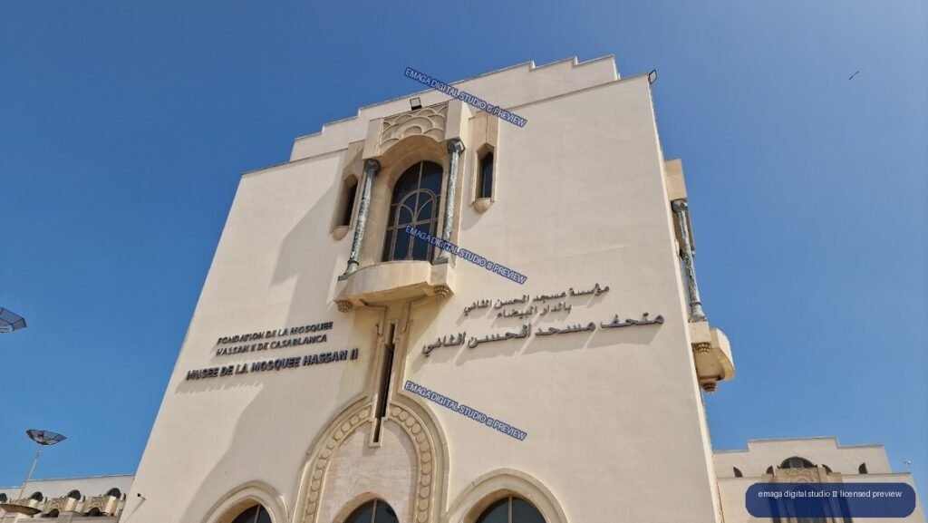 Hassan II Mosque Museum facade in Casablanca, Morocco