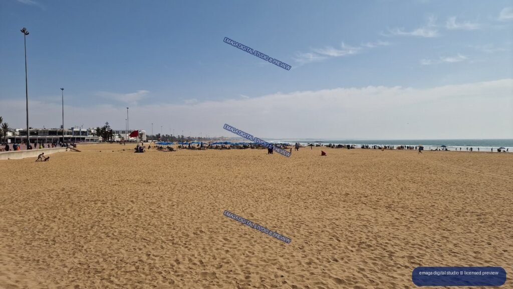 Wide Sandy Beach and Oceanfront Promenade in Agadir, Morocco