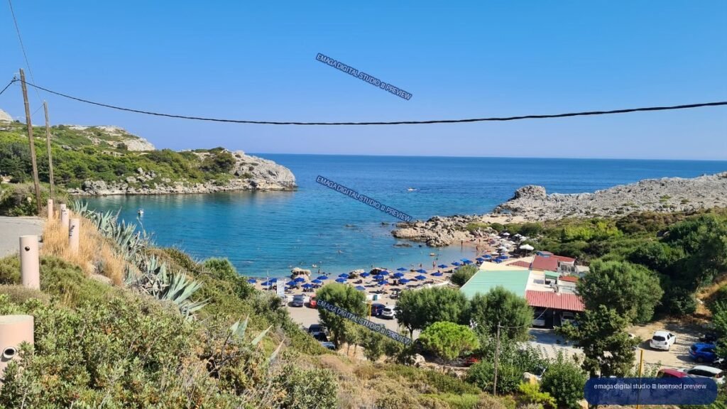 Panoramic View of Anthony Quinn Bay, Rhodes, Greece