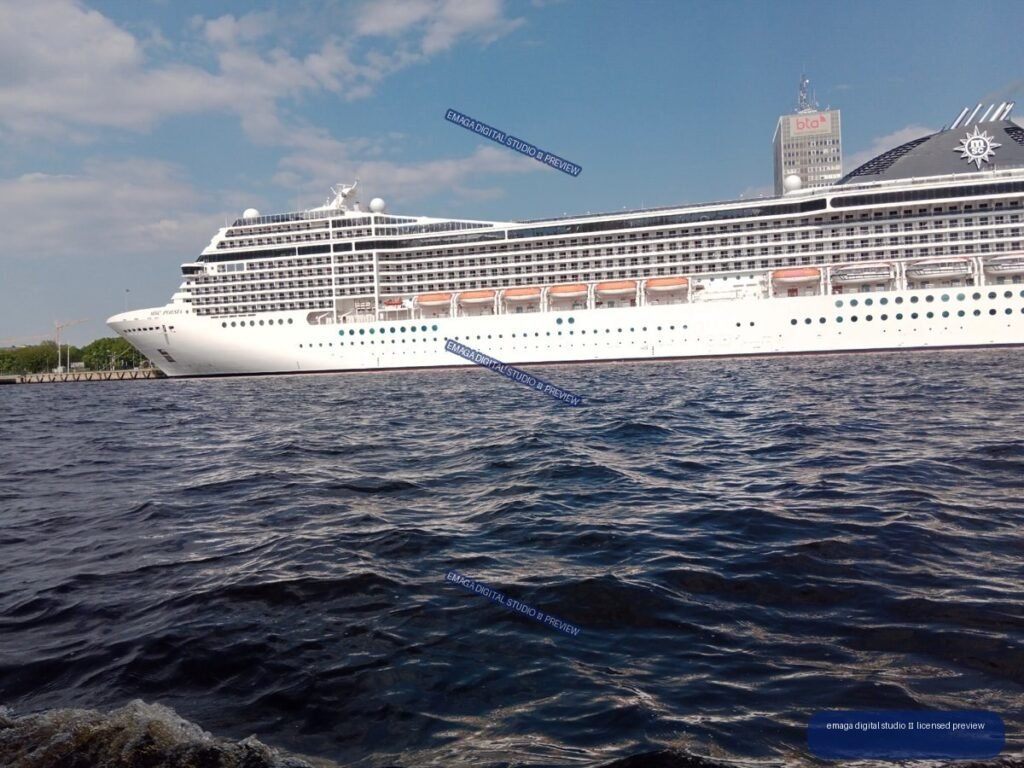 MSC Poesia Cruise Ship on the Water in Riga, Latvia