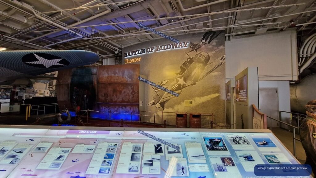 Battle of Midway exhibit inside USS Midway, San Diego, USA