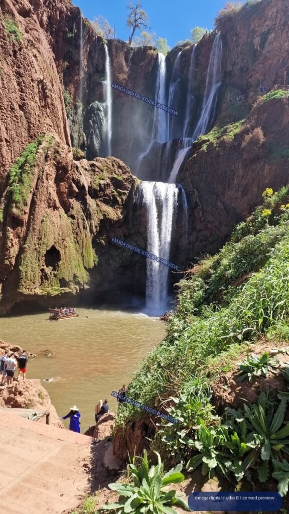 Ouzoud Waterfalls, Morocco with Cascades and Visitors