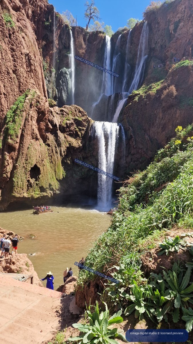 Ouzoud Waterfalls, Morocco with Cascades and Visitors