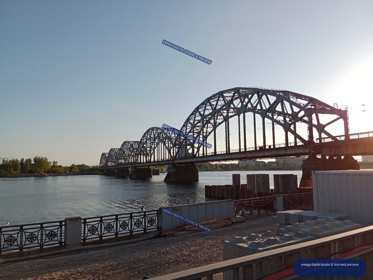 Steel Truss Bridge over the River in Riga, Latvia