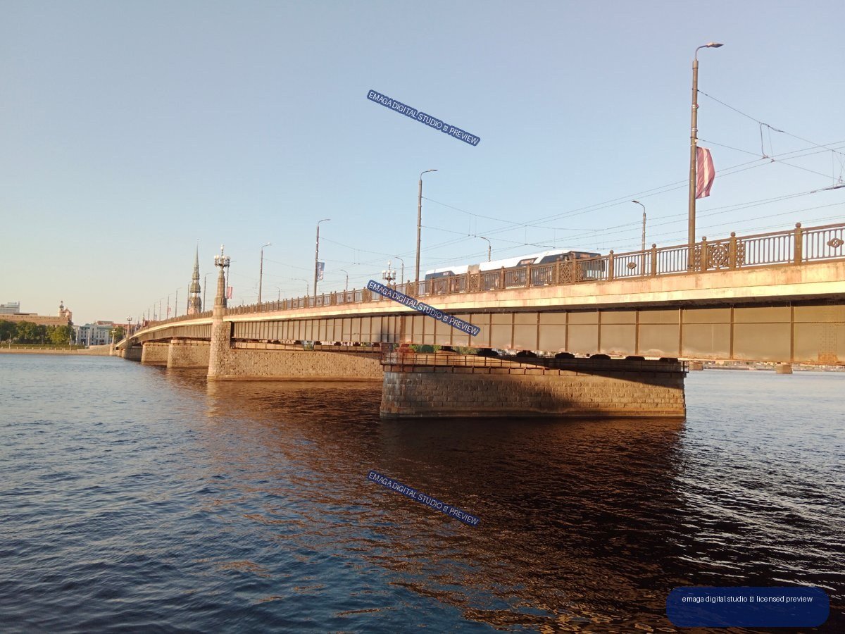 Bridge over the Daugava River in Riga, Latvia at Golden Hour