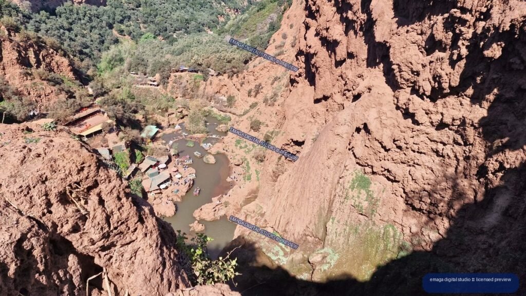 Rocky Canyon and Pools at Ouzoud Waterfalls, Morocco