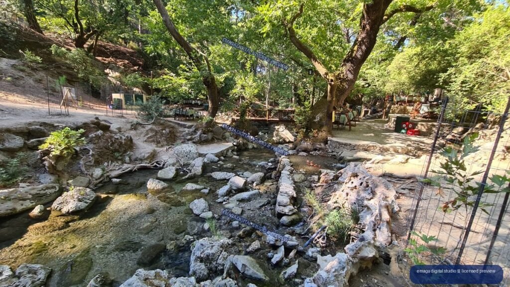 Rocky Stream and Shaded Woodland at Butterflies Natural Valley, Rhodes