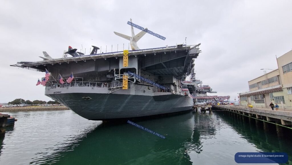 USS Midway aircraft carrier moored in San Diego, United States