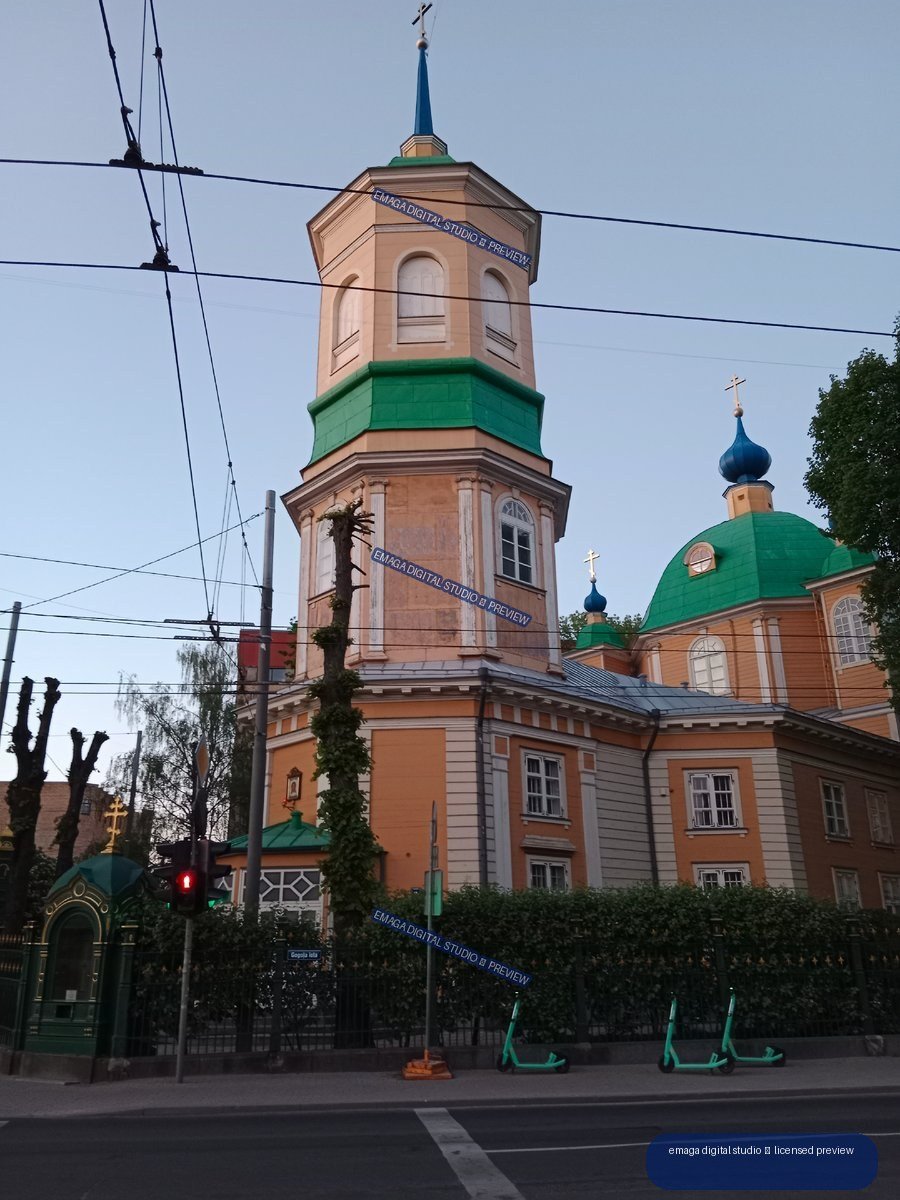 Orthodox-style church exterior on Gogola Street in Riga, Latvia