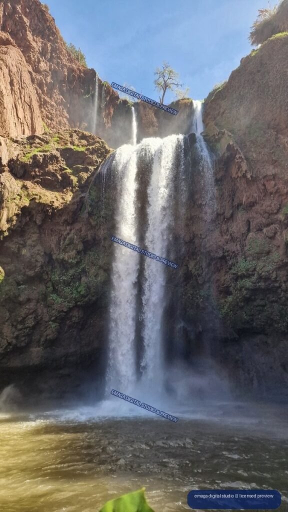 Waterfall and Rocky Gorge at Ouzoud Waterfalls, Morocco