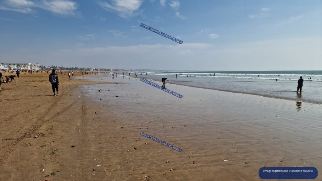 Wide Sandy Beach and Ocean Shoreline in Agadir, Morocco