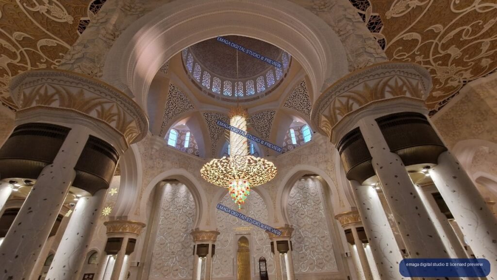Interior of Sheikh Zayed Grand Mosque in Abu Dhabi, UAE