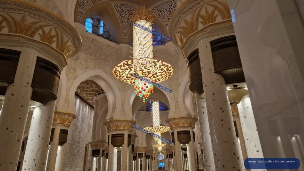 Interior of Sheikh Zayed Grand Mosque in Abu Dhabi, UAE