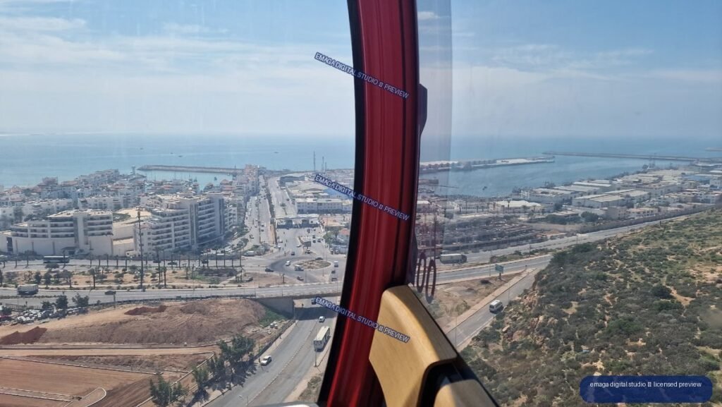 Aerial View of Agadir Harbor and Coastline, Morocco