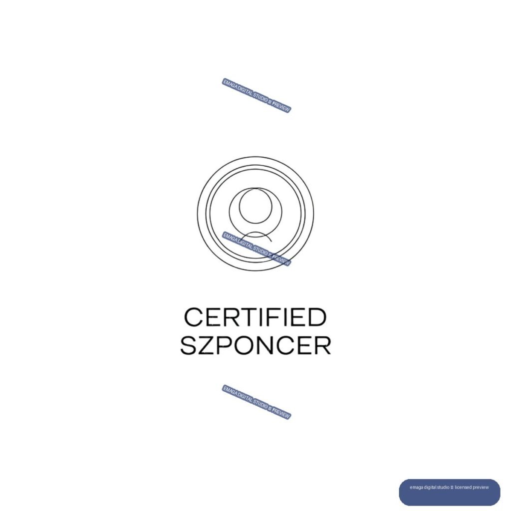 Black circular emblem with a simplified bust icon above the words “CERTIFIED SZPONCER.”