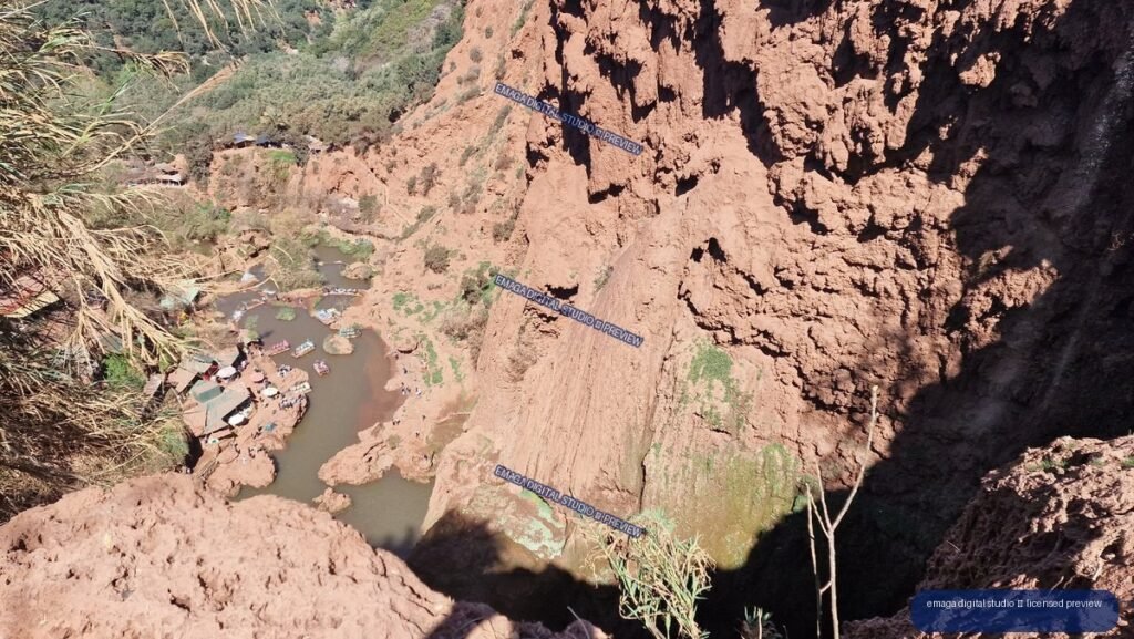 Rocky Canyon and Riverside Pools at Ouzoud Waterfalls, Morocco