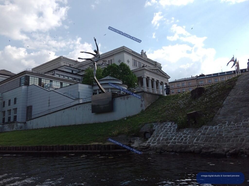 National Opera Building and Waterfront in Riga, Latvia