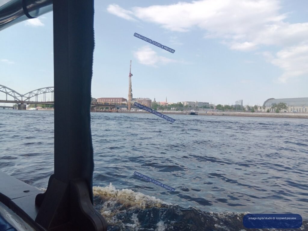 Riga, Latvia Riverside View from a Boat on the Daugava