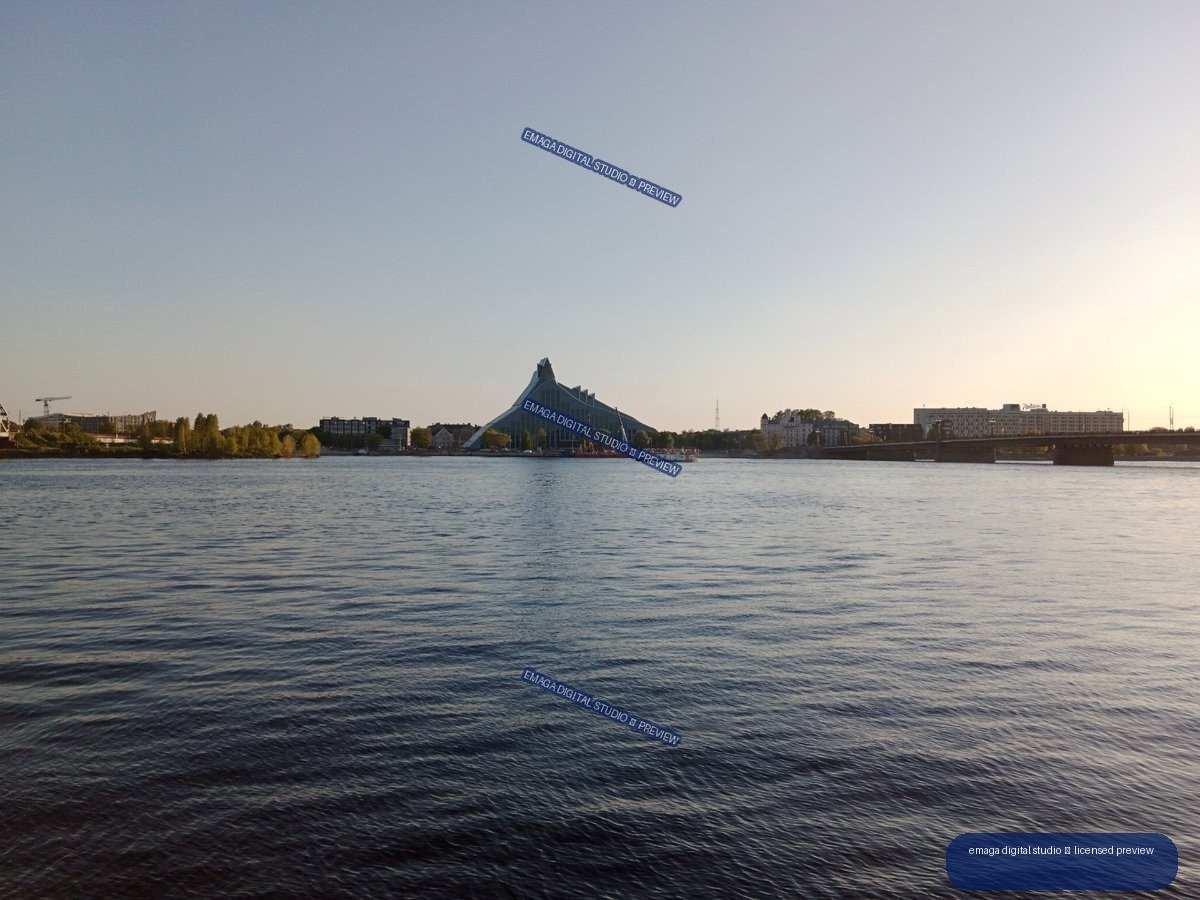 Panoramic View Across the Daugava River in Riga, Latvia