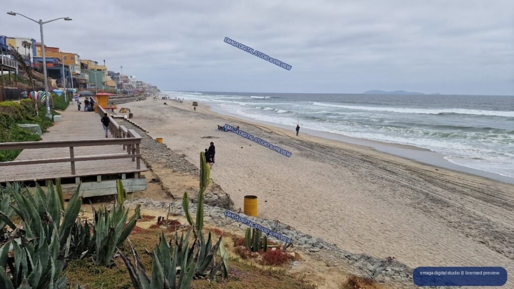 Beachfront Boardwalk and Pacific Coast in Tijuana, Mexico