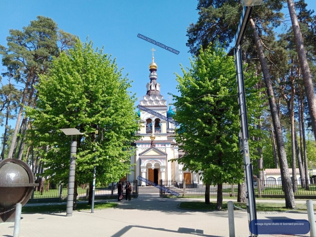 Orthodox-style church among pine trees in Jurmala, Latvia