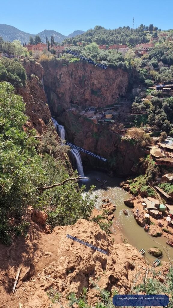 Ouzoud Waterfalls, Morocco, canyon and cascading falls landscape