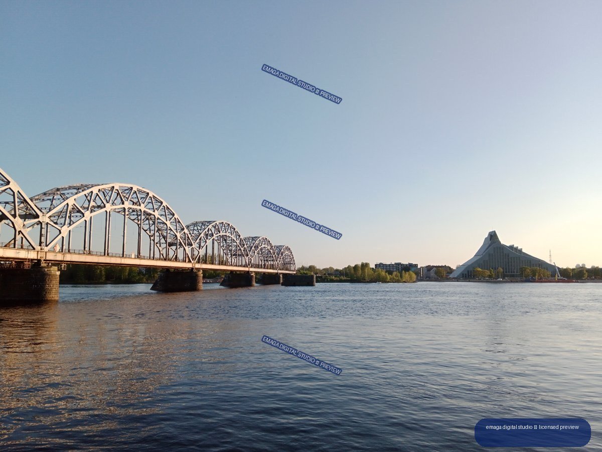 Steel Bridge Over the Daugava River in Riga, Latvia
